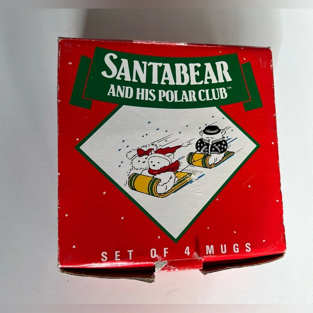 Vintage 1988 Santa Bear & His Polar Club Dayton Hudson Set Of 4 Mugs Cups